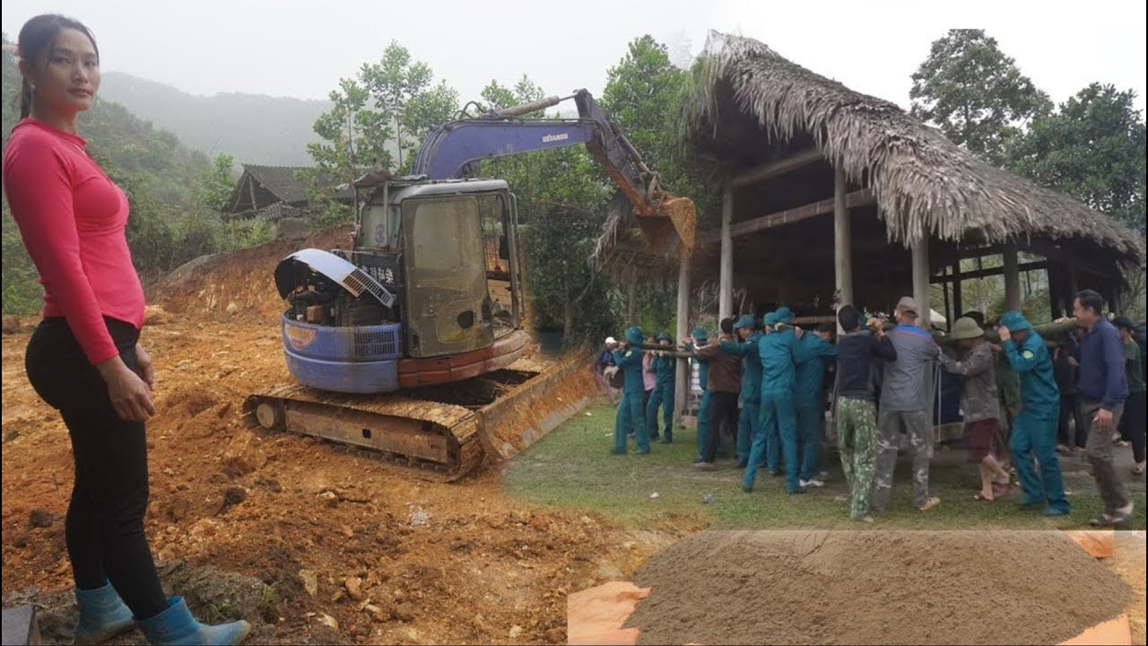 Shocked! The talented girl and 338 villagers moving a wooden house - Build a new house