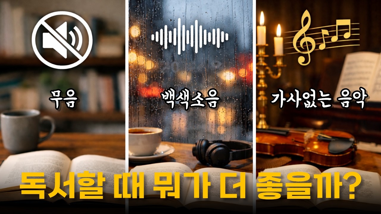 독서할 때 뭐가 더 좋을까? | 무음 vs 백색소음 vs 가사없는 음악 | 독서 환경 딱 정해드릴게요! #독서음악 #책읽을때듣는음악 #가사없는음악
