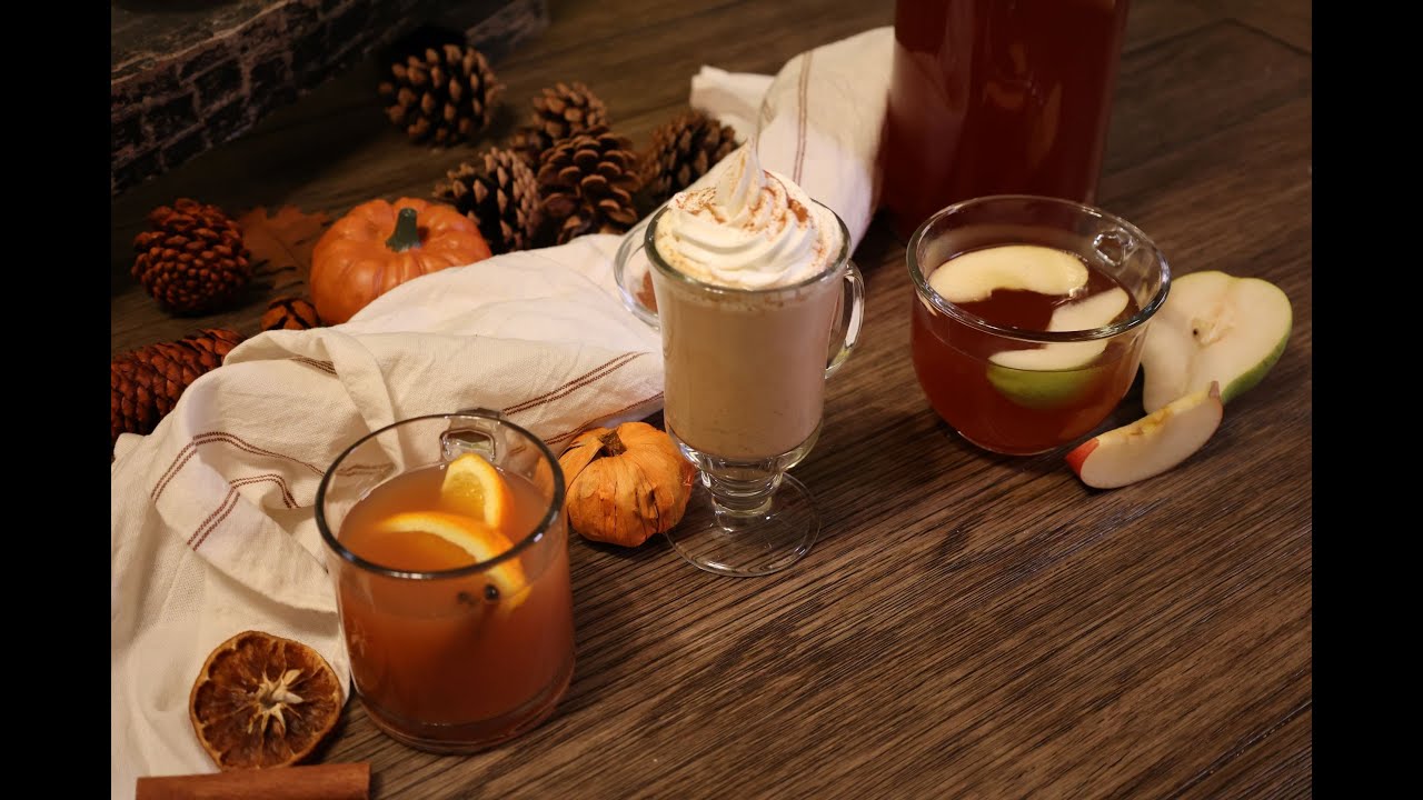 3 Delicious Fall Drinks - Autumn Cider + Spiced Cranberry Punch + Pumpkin Spice Latte