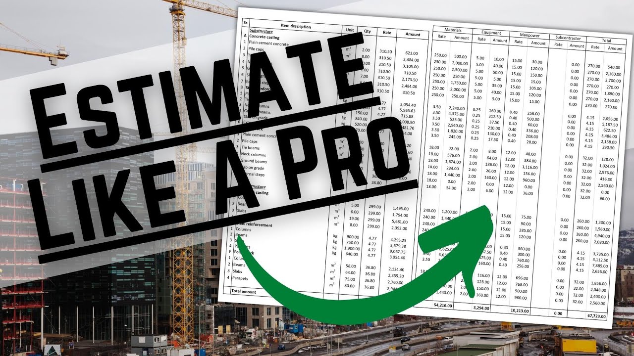 How To Prepare Construction Cost Estimation Format In Excel For Projects
