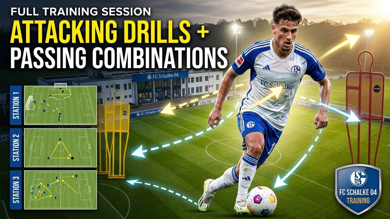 Full Training Session / Attacking Drills + Passing Combinations in 3 Stations / FC Schalke 04!