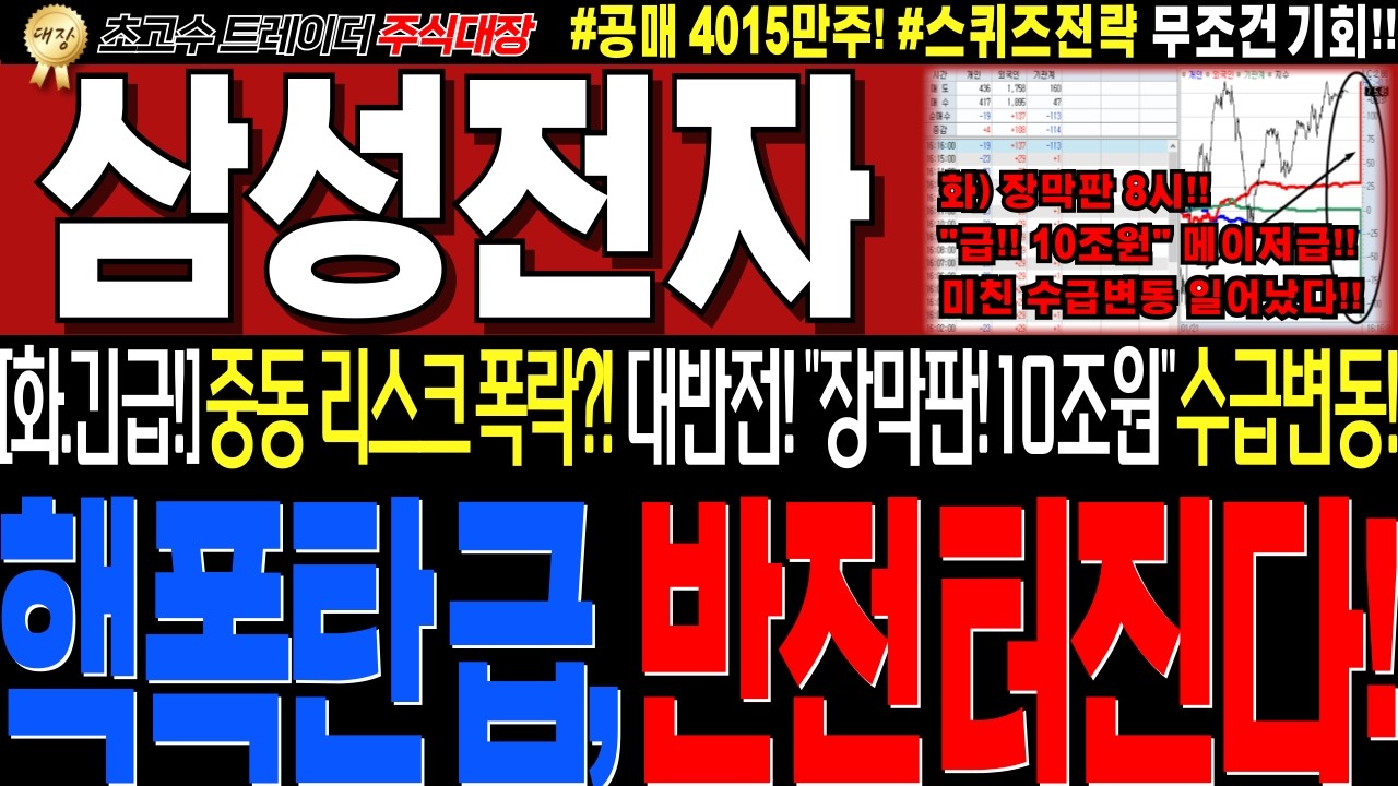 [삼성전자 주가전망]💥실시간화요일 실시간긴급!! 