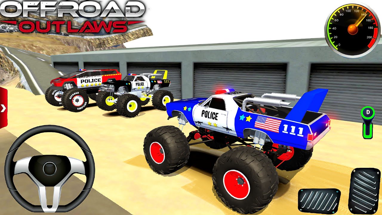Tres Súper Coches De La Policía En Offroad Mountain City | Three Players Gameplay.