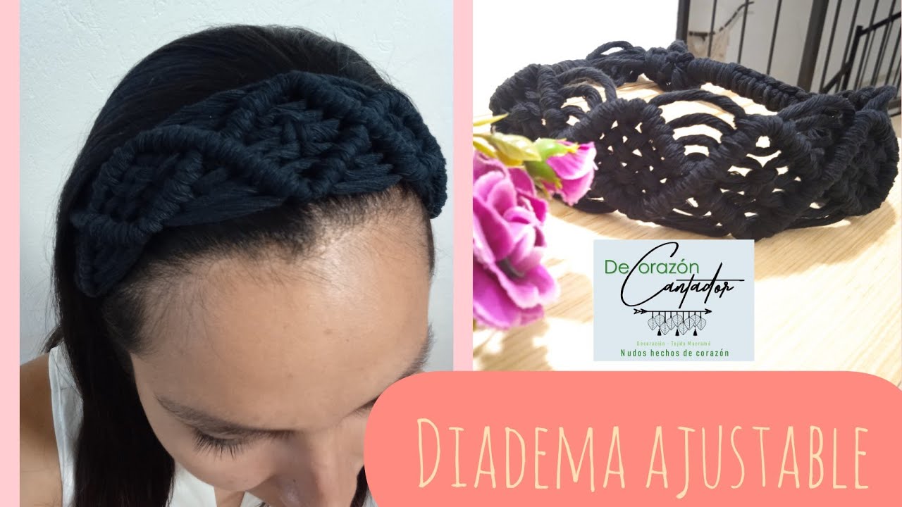 Diadema tejida a macramé ajustable