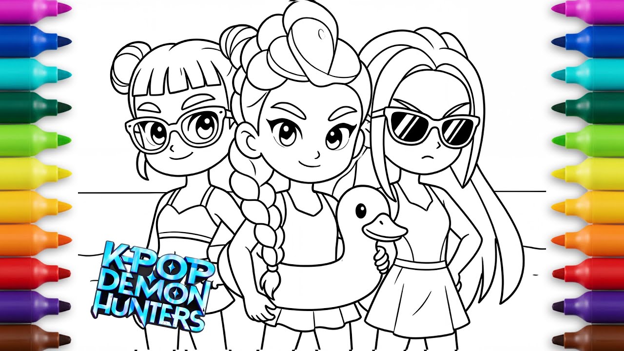 The Little Girls Going Swimming Together! 🏊‍♀️🌞 Demon Hunter Girls’ Summer Fun! 🎨✨#art #sprunki