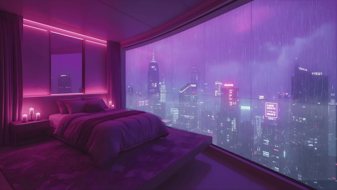 Lofi Rainy Nights 🌧️ – Cozy Futuristic Bedroom Vibes for Late Night Chill | 4K