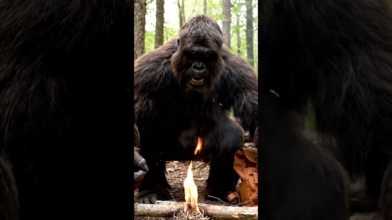 Bigfoot. Walking in the forest.,🌳🌲🏞️🦍🦍 #funny #trythatinasmalltown #animation