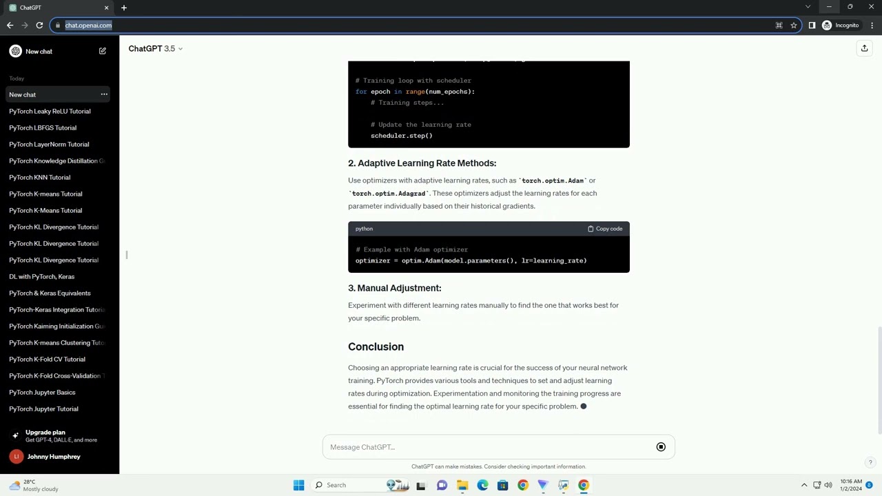 pytorch learning rate