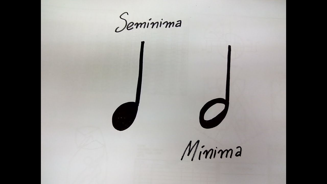 Como desenhar nota musical (Mínima e Semínima) - simples e rápido em tempo real