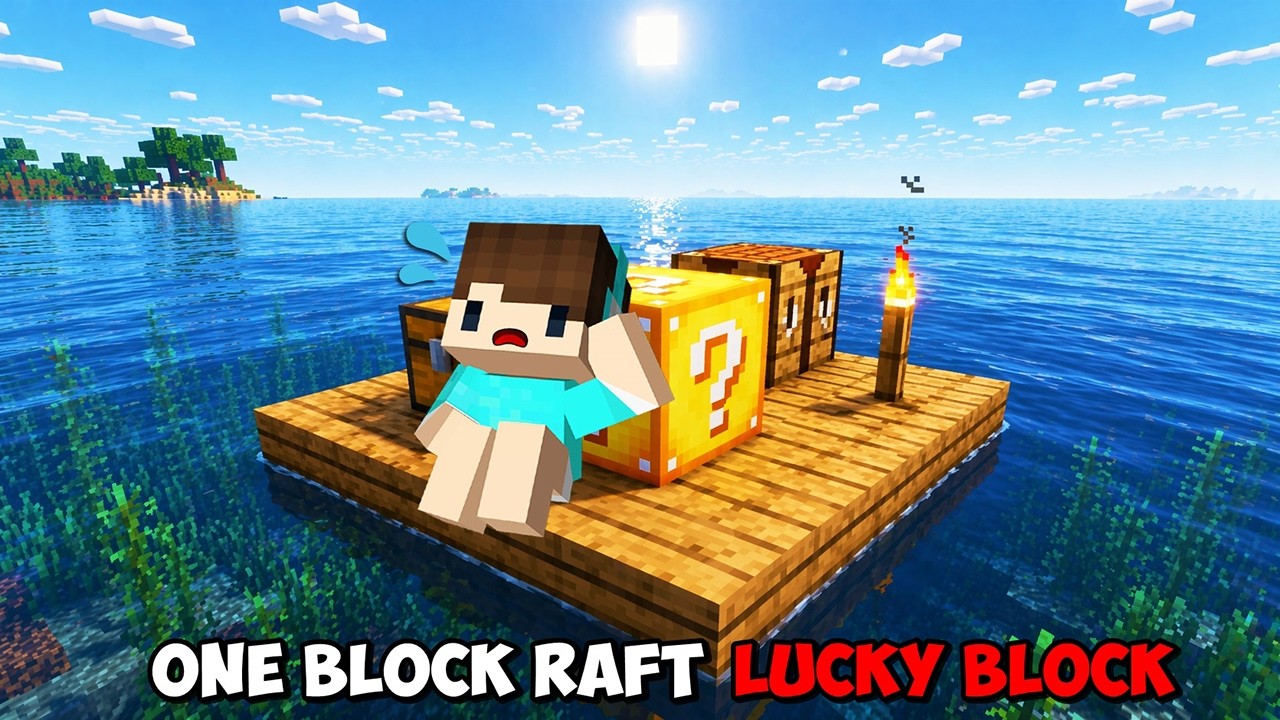 BOCIL TERDAMPAR DI ONE BLOCK RAFT TAPI LUCKY BLOCK ✨