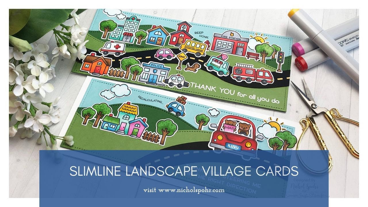 Slimline Landscape Village Cards (Lawn Fawn)