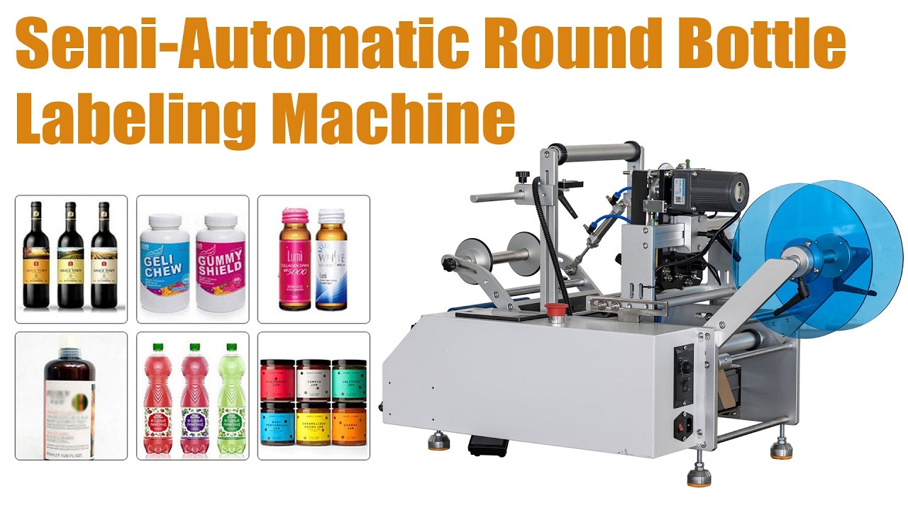 Semi Automatic Round Bottle Labeling Machine | Accurate & Efficient Labeling#labelingmachine
