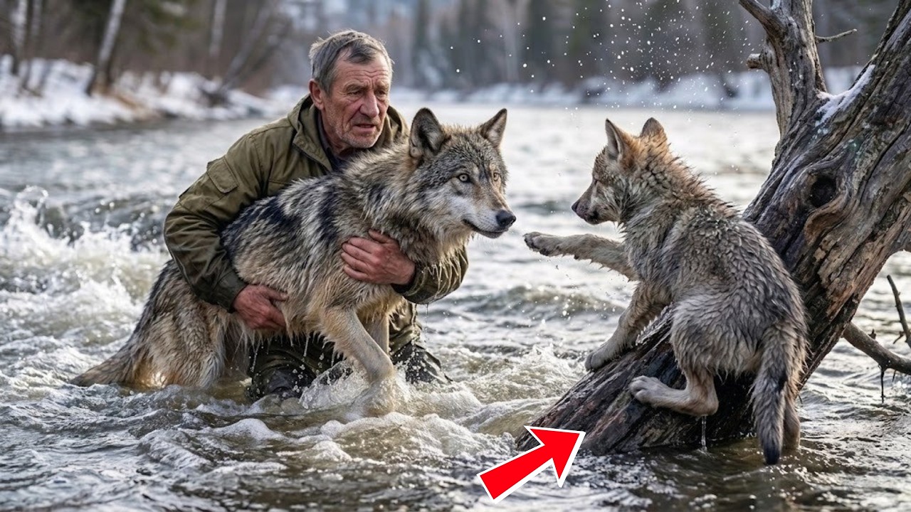 Волчица с щенком замерзали во льдах... То, что сделал 65-летний дедушка, потрясло всех.