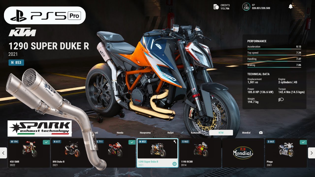 RIDE 5 | Customize Brutal KTM Super Duke 1290 R Spark Exhaust Gameplay [4K PS5 Pro]