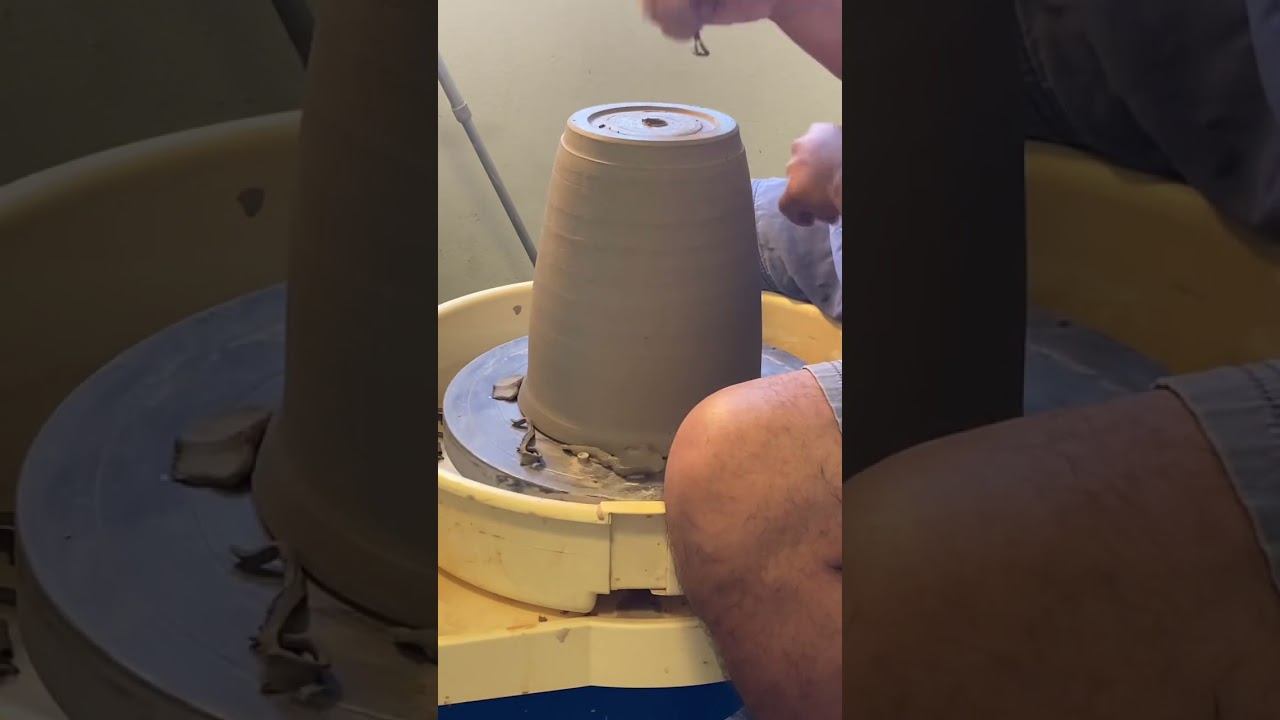 Trimming leather hard planter Calico clay laguna clay 