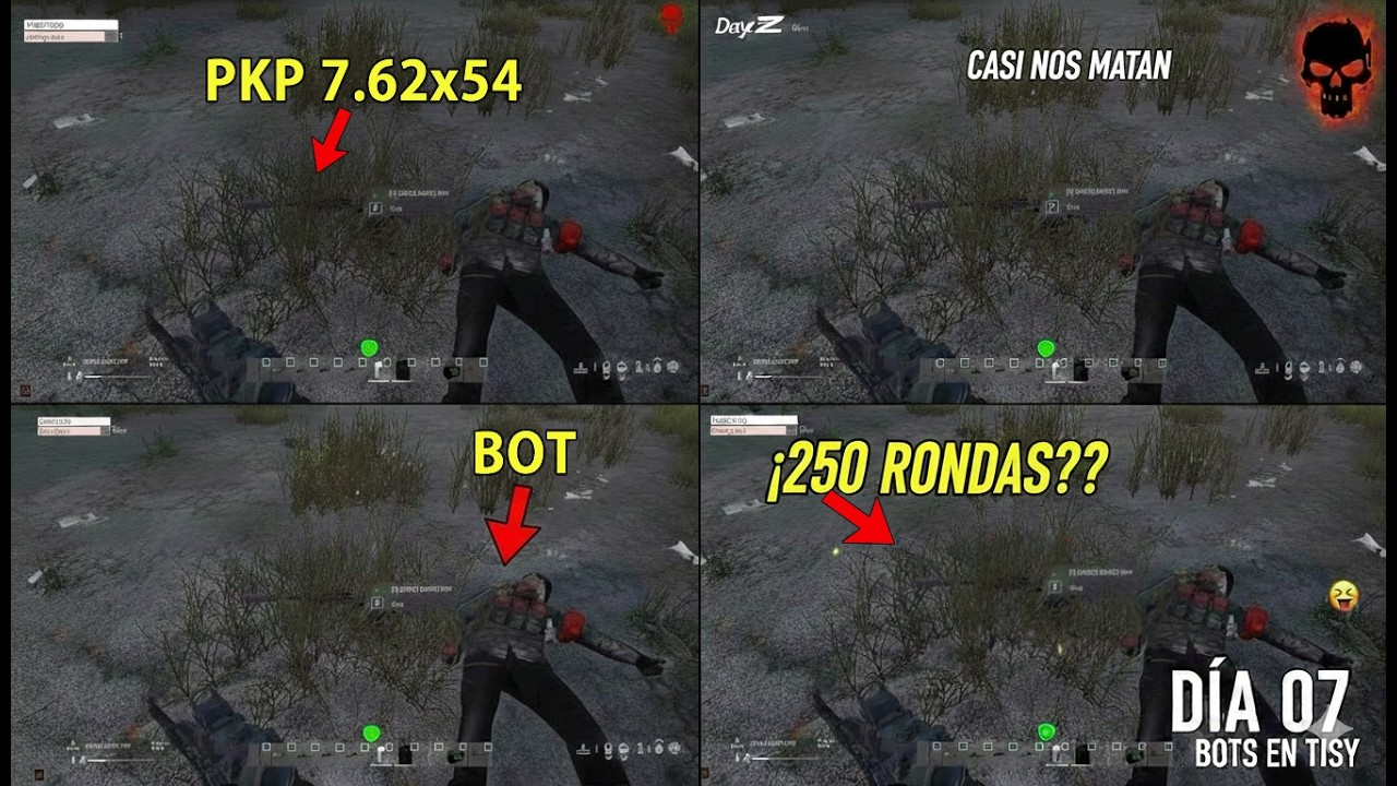 DayZ - PUNISHER PVE - Día/Day 07 - BOTS PKP & RSASS CASI NOS MATAN/BOTS ALMOST KILLED US IN TISY 🤖