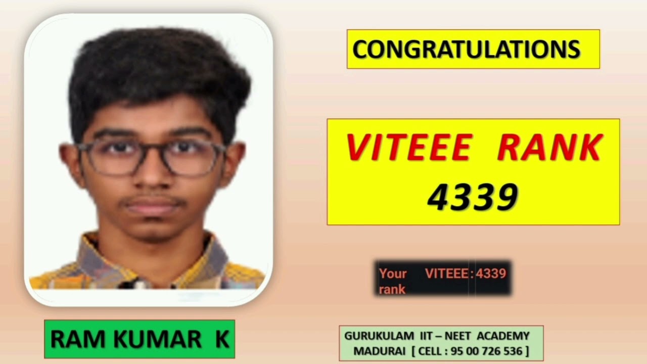 VITEEE RESULT || VITEEE 2024 RESULTS | GURUKULAM  IIT  NEET  ACADEMY  | MADURAI