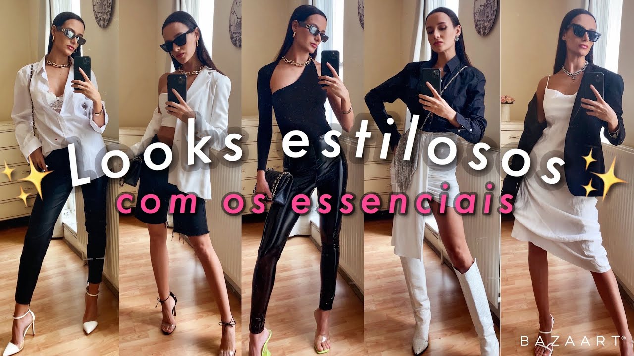 Como ser ESTILOSA usando peças básicas e essenciais? 5 looks preto e branco tendências em 2020.