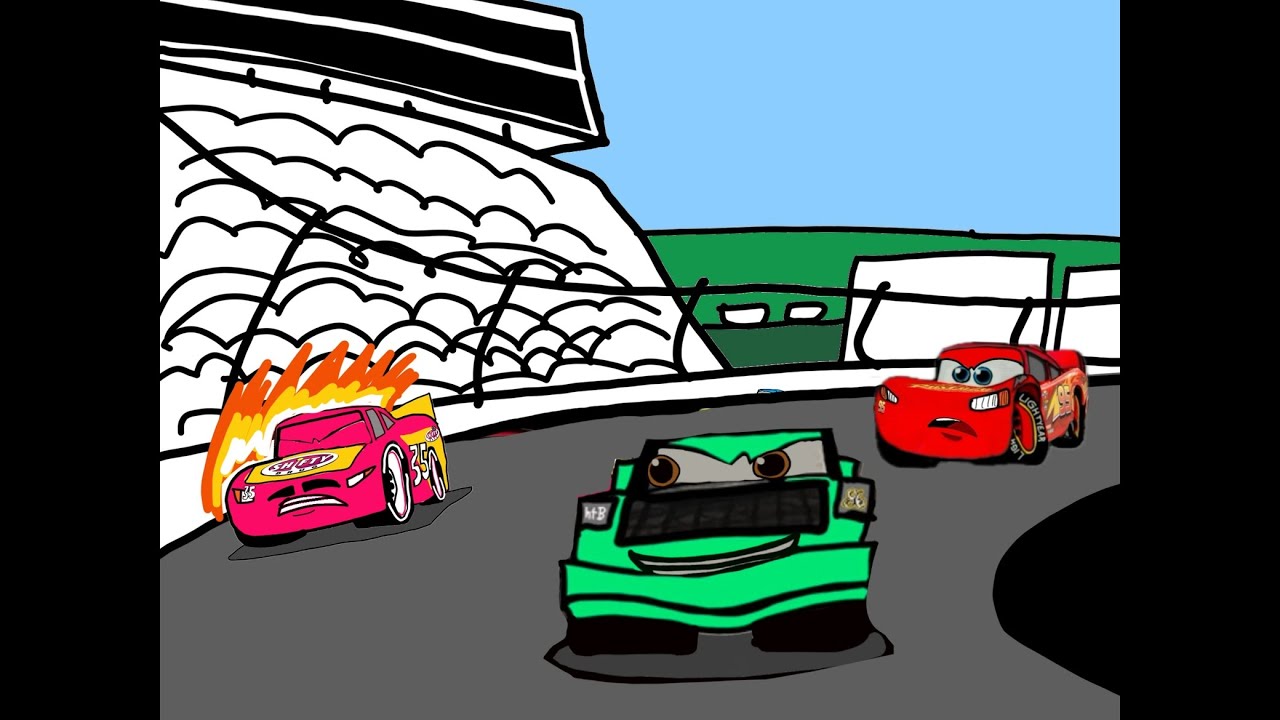 Chick Hicks causes Kevin Racingtire to crash in the Piston Cup race/Grounded