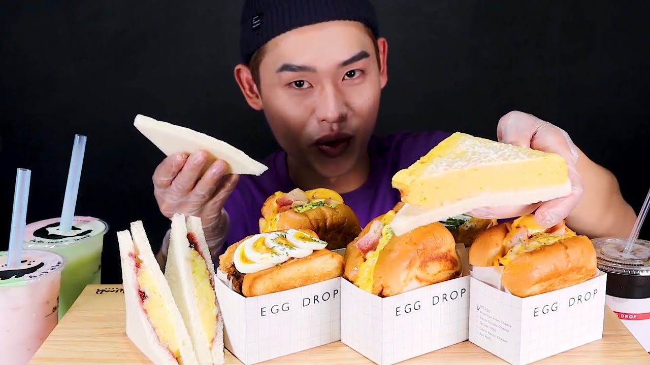 에그드랍 전메뉴~ 부드러운 계란토스트 먹방~!! Egg Drop!! Egg Toast MuKBang~!!