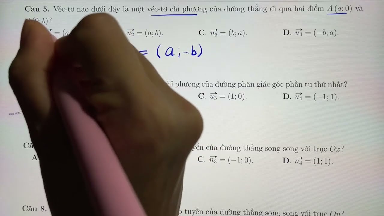 Toán 10. CĐ8.T4.Ôn tập Phương trình đường thẳng (trắc nghiệm)