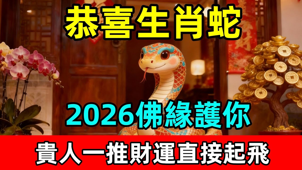 恭喜生肖蛇！2026佛緣護你，貴人一推，財運直接起飛#生肖 #運勢 #命理 #屬相 #風水 #財運 #修行 #智慧 #因果