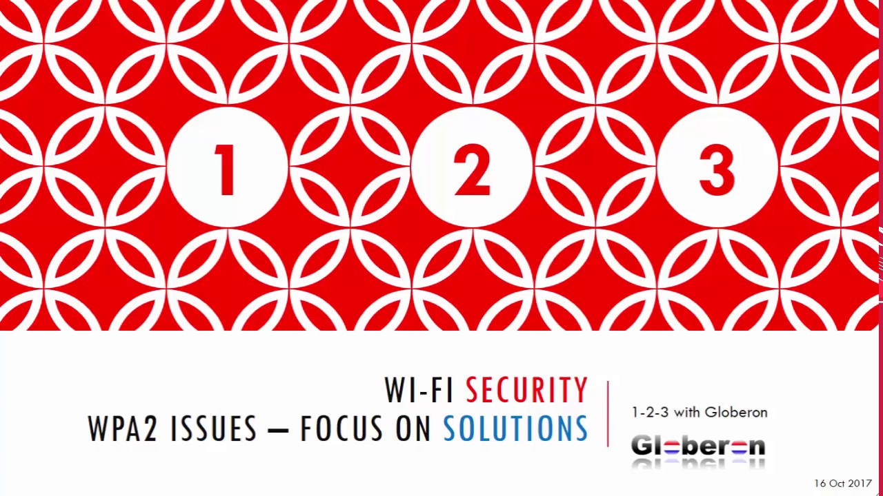 Globeron 1-2-3 Wi-Fi Security - WPA2 issues and focus on solutions