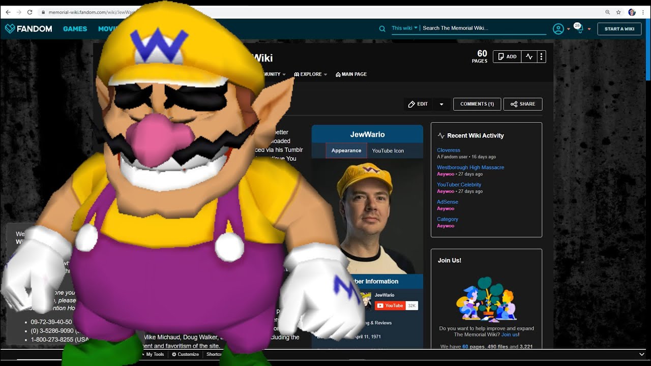 JewWario, the ERASED gamer... #ChannelAwesome