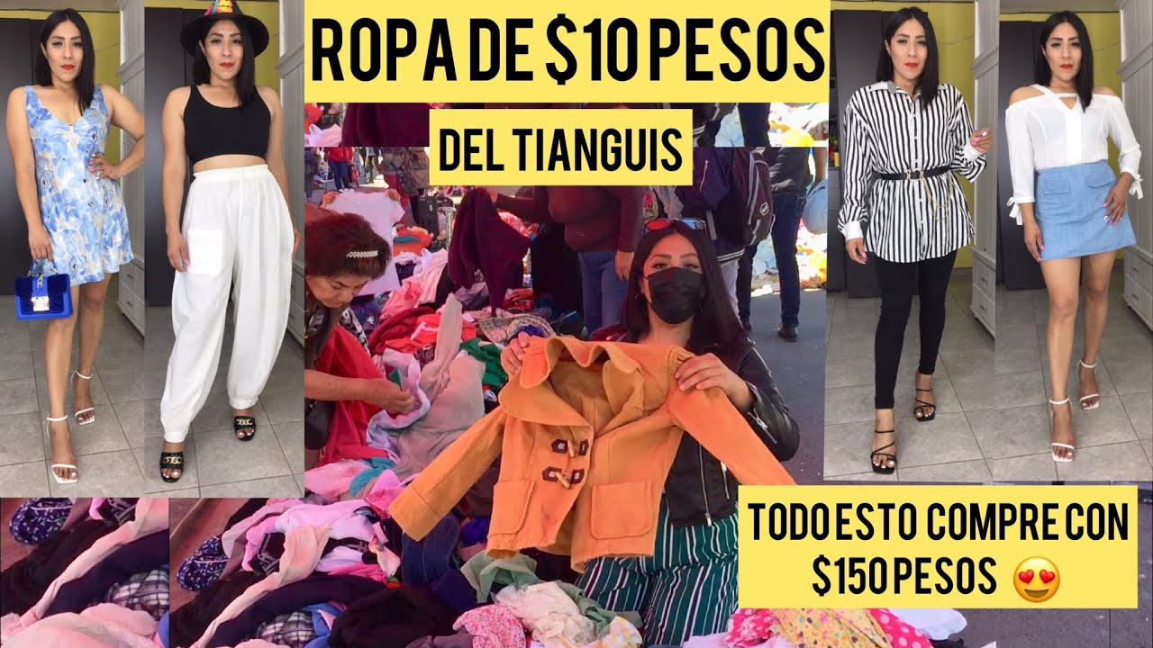 Tianguis Ropa de $10 pesos todo esto compre con $150 pesos 😍 en la paca