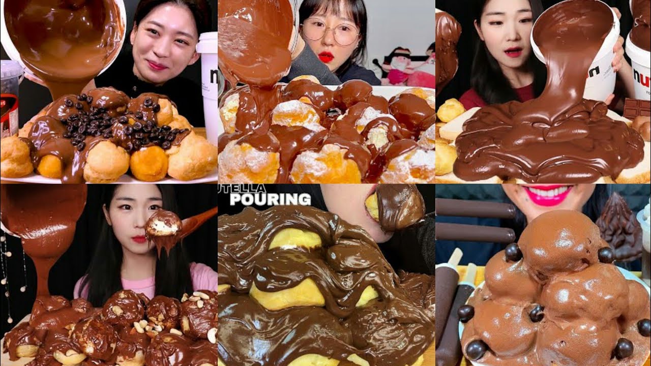 BEST NUTELLA CHOCOLATE PROFITEROLE MUKBANG COMPILATION || ASMR 2&times; SPEED EATING