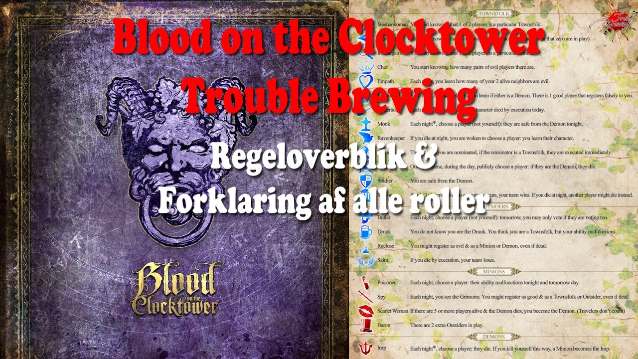 Forklaring af Blood on the Clocktower: Trouble Brewing - gennemgang af alle roller