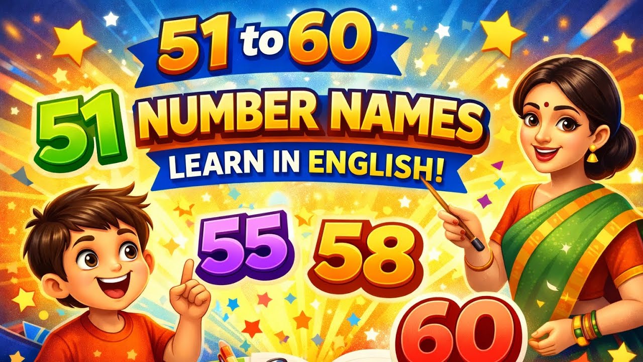 Number Names 51 to 60 in English | Learn Counting for Kids