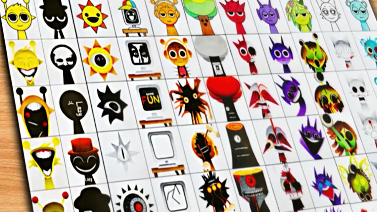 Dibujo Todos los SPRUNKI Fase 1 VS Fase 2 VS Fase 3 VS Fase 4 VS Fase 5 Vs 6 Simon, Black, Mr Sun