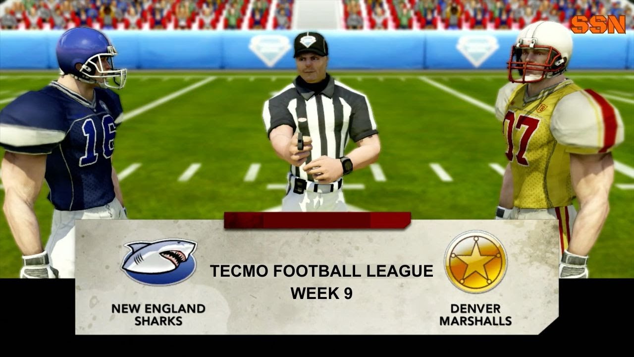 Tecmo Football League Week 9- New England Sharks (3-4) vs Denver Marshalls (1-6)