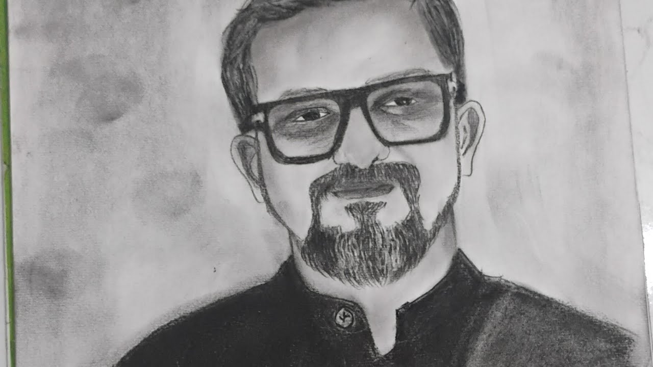 Hussain Mansuri potrait drawing using charcoal powder ✨🌟##step by step