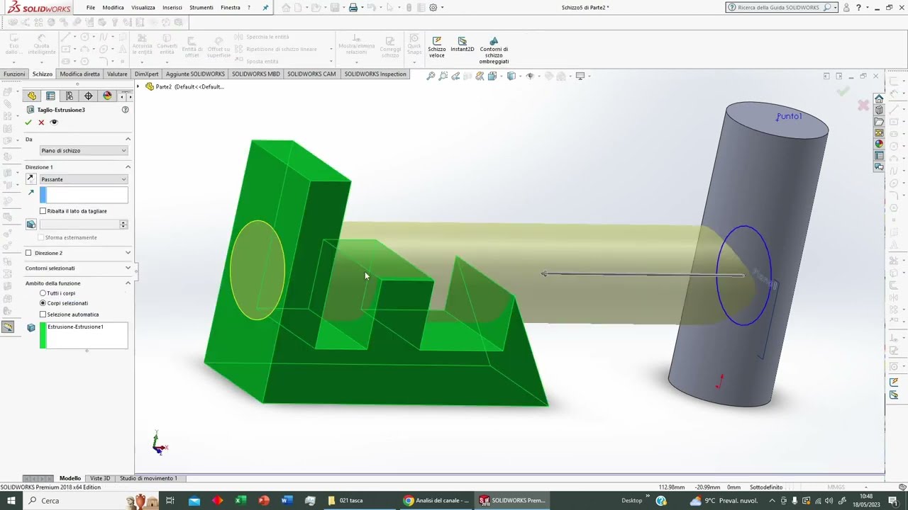 Solidworks: Taglio Estruso (021)