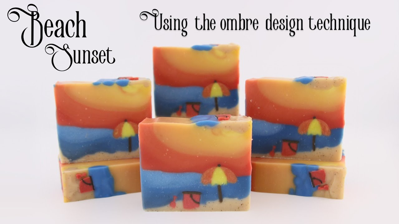 Creating a Beach Sunset Themed Soap w/ Embeds and Ombre Design