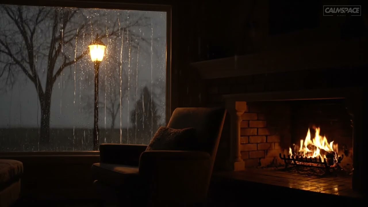 Warm Fireplace in a Rainy Cabin 🔥🌧️ Cozy Rain Sounds for Sleep