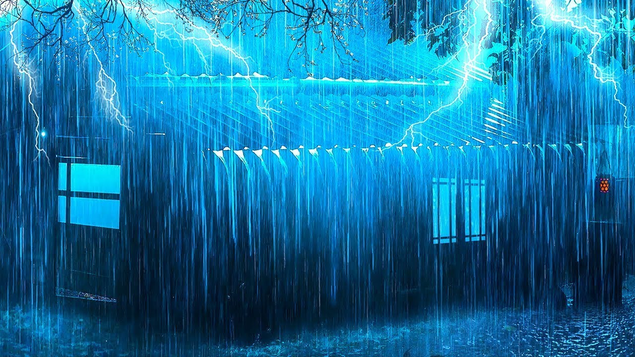 Sleep Soundly all Night for all Ages with Heavy Rain & Powerful Thunder on the Tin Roof of a Cabin