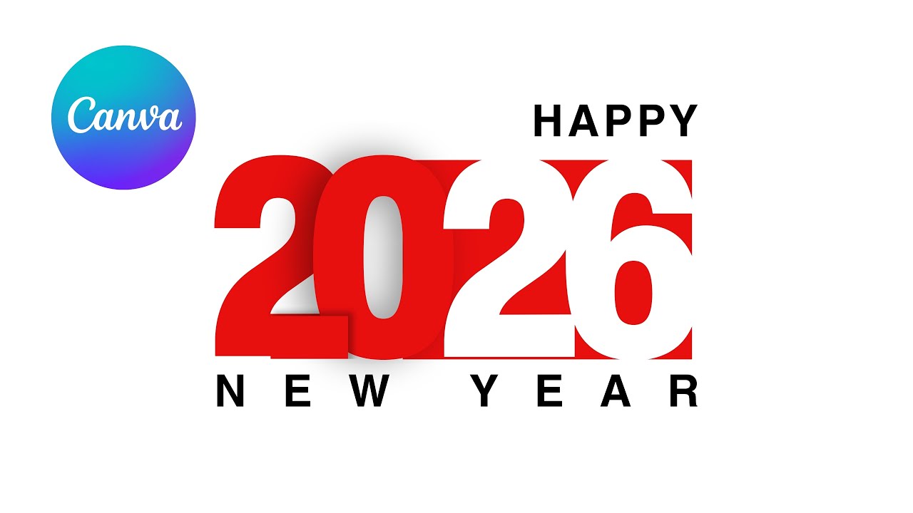 2026 New Year Poster Design Using Canva | Simple & Modern Happy New Year Design