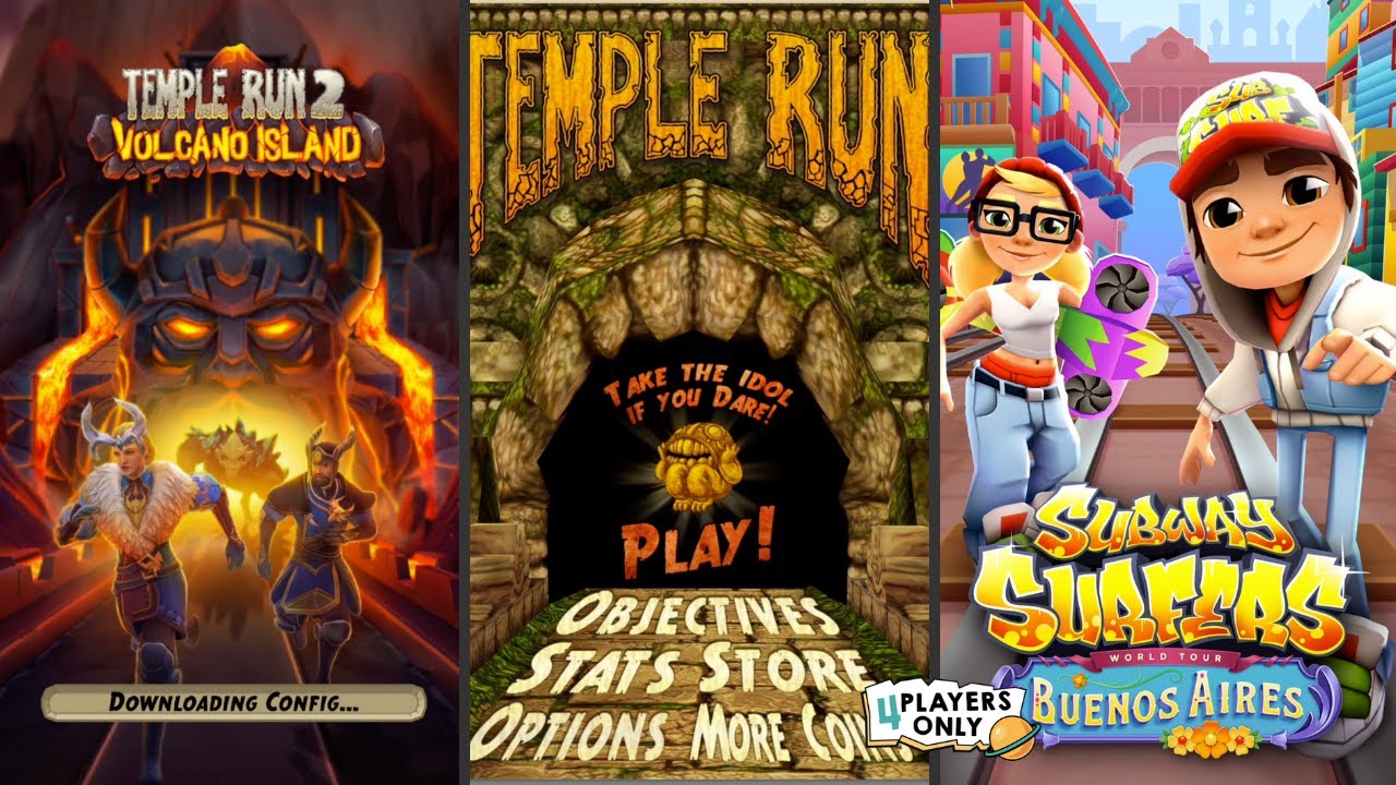 Temple Run 2 [VOLCANO ISLAND Map] VS Subway Surfers 🏄‍♀️BUENOS AIRES 🏄‍♀️VS Temple Run: Classic