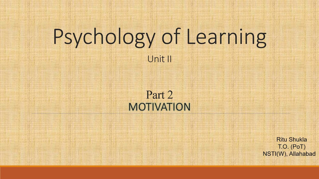Psychology of Learning (Unit 2) - Part 2