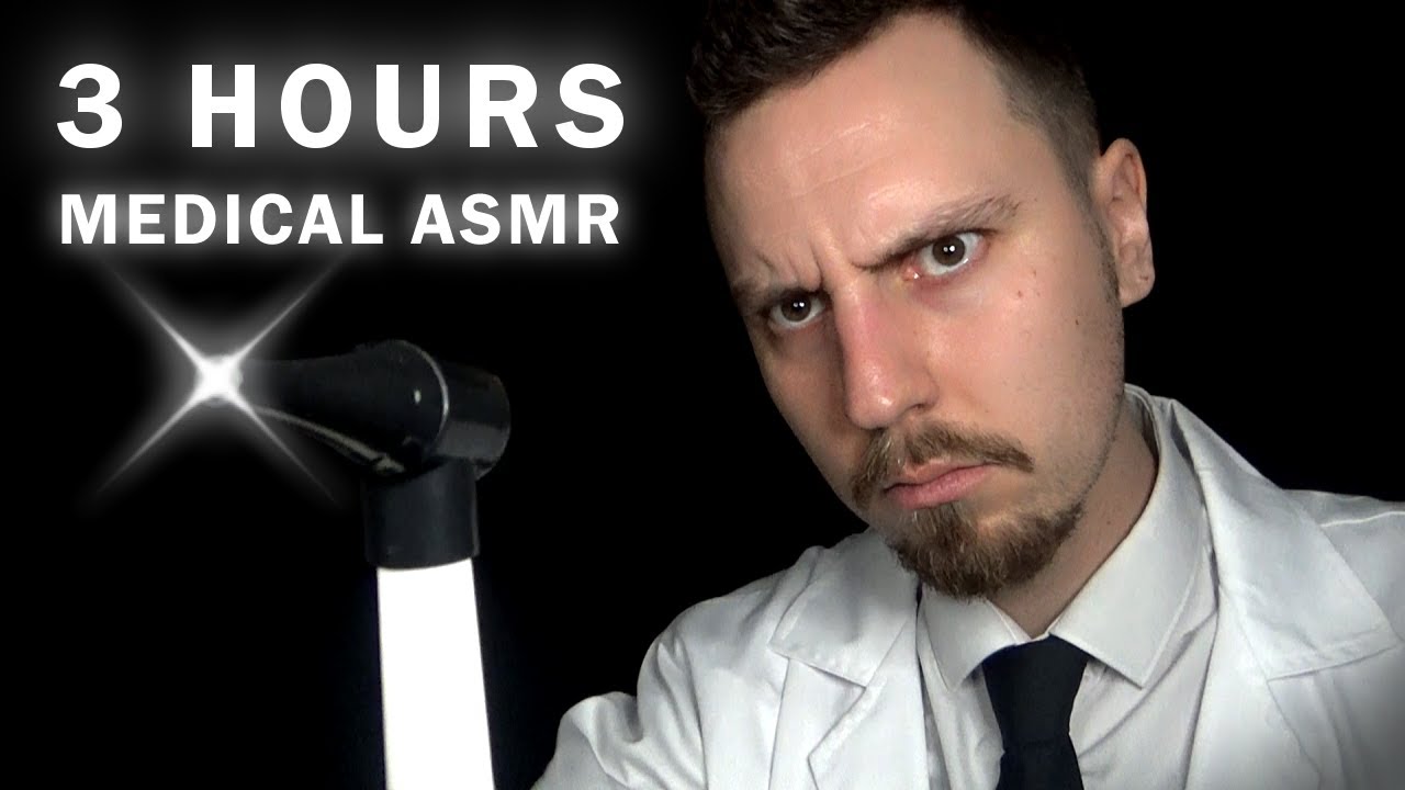 ASMR 3 Hours Doctor Roleplay Cranial Nerve Exam, Eye Test, Ear Cleaning, Dentist Check Up