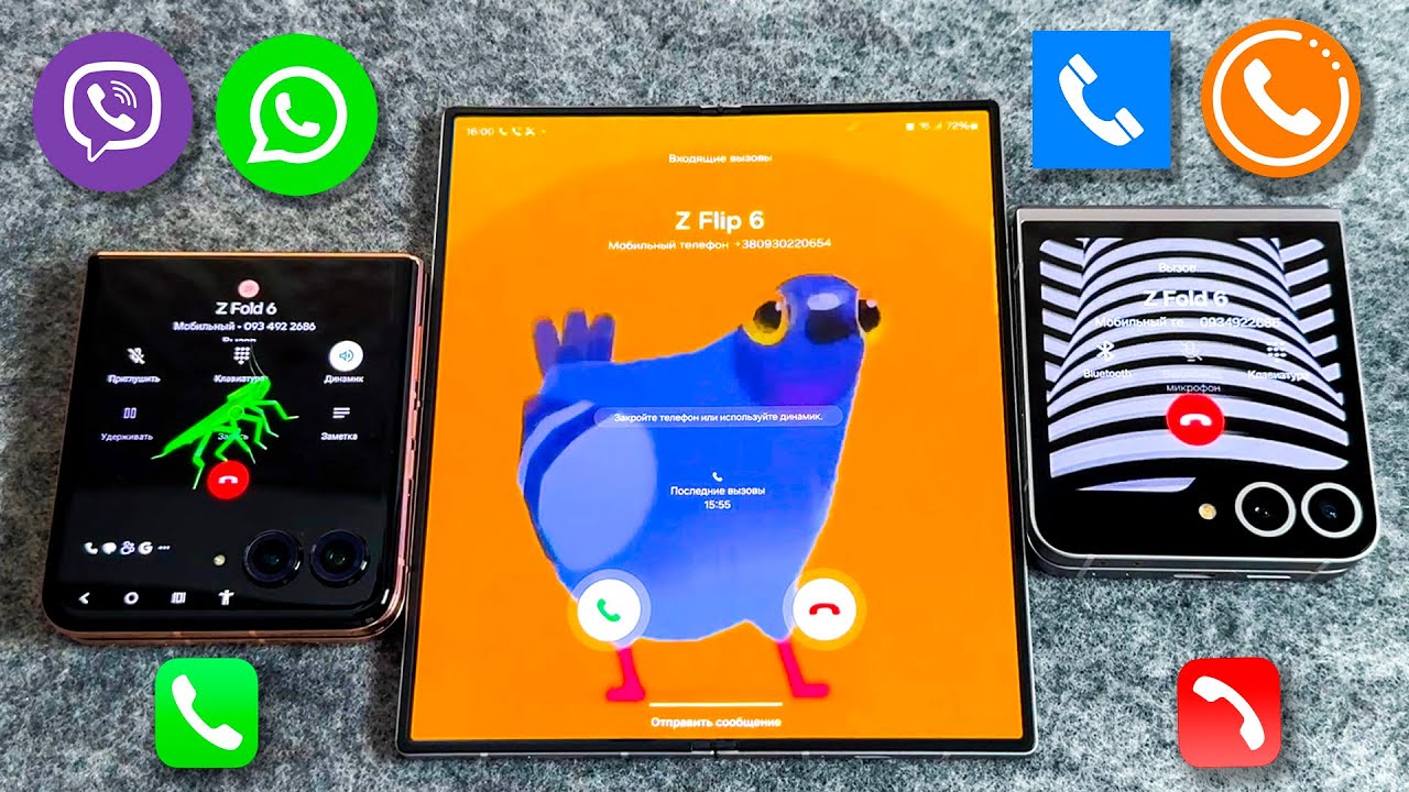 Viber vs WhatsApp + Orange Call vs ACR Phone Moto 50U vs Samsung Z Flip 6 Outgoing Call to Z Fold 6