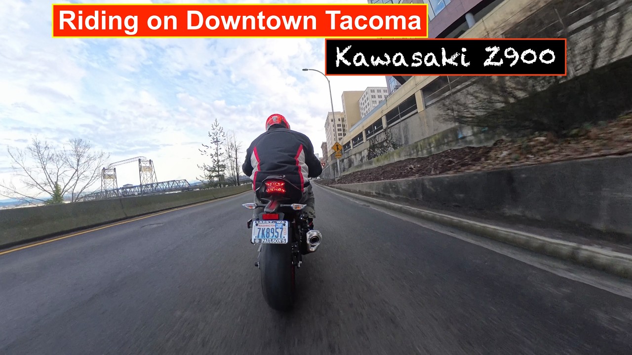 Riding on Downtown Tacoma, Kawasaki Z900. Tacoma, Wa #viral #biker #like #1m #everyonehighlights