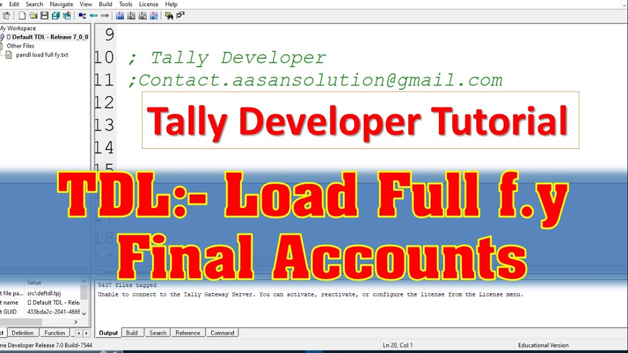 Tally Developer course - Set full financial year in final accounts