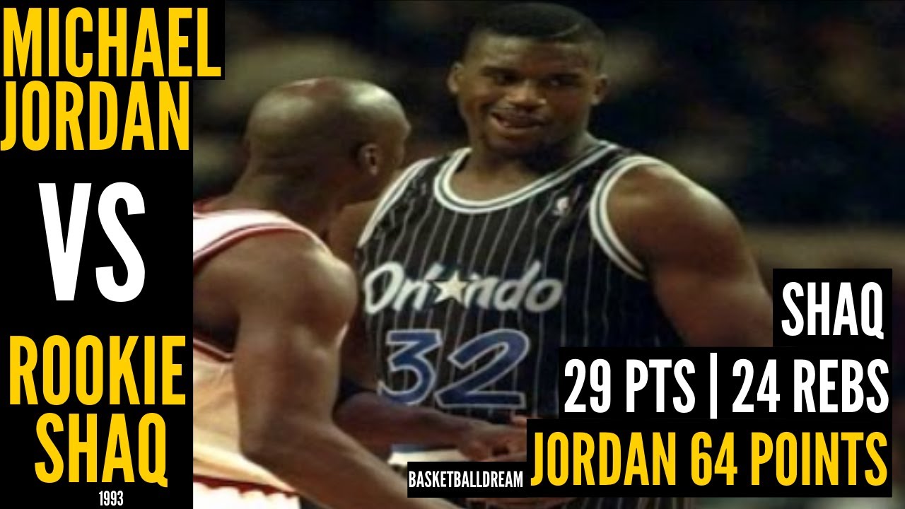 Michael Jordan vs ROOKIE Shaquille O&rsquo;Neal | MJ 64 Points | Shaq 29 Pts, 24 Rebs | BASKETBALLDREAM