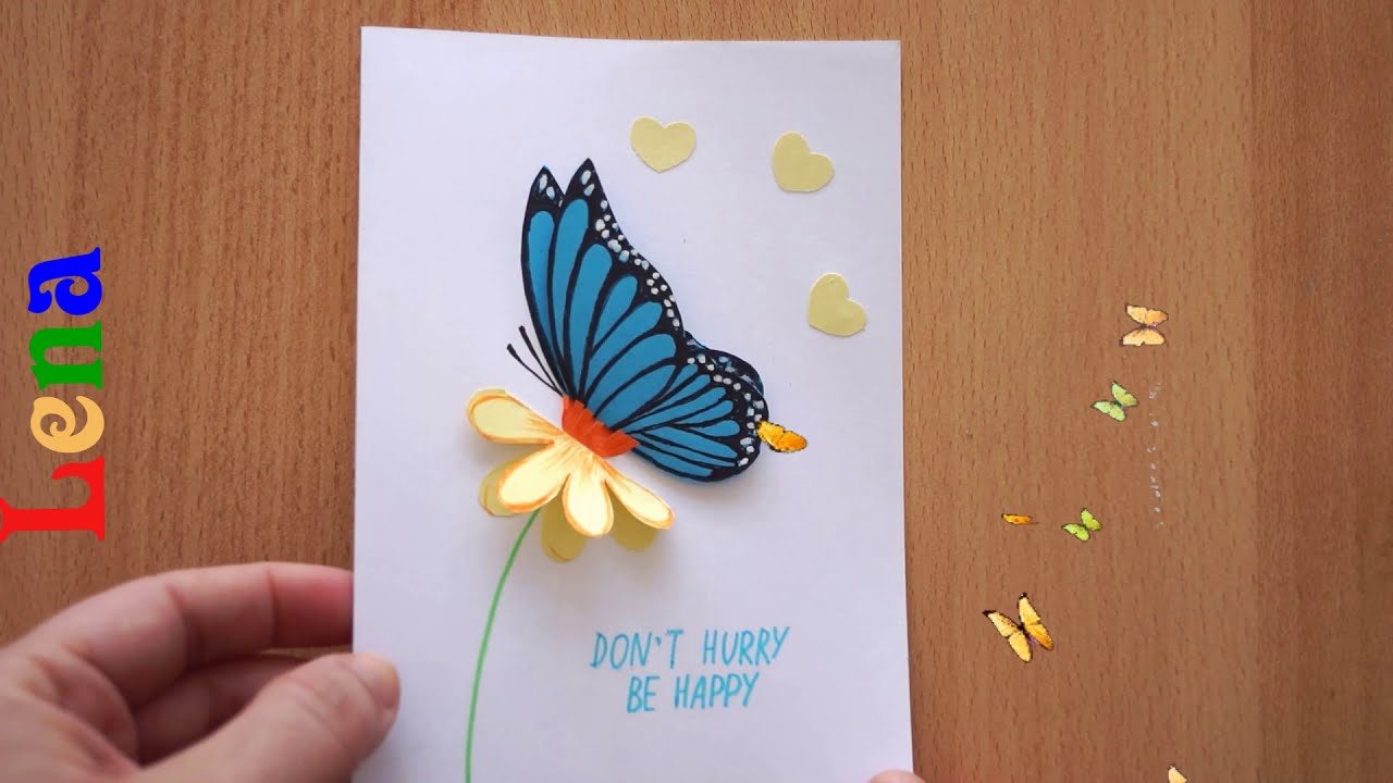 Schmetterling Grußkarte basteln mit Lena🦋 Butterfly card diy - Greeting card -Don't hurry - be happy