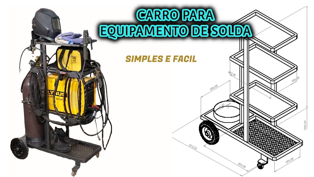 CARRINHO PARA EQUIPAMENTOS DE SOLDAGEM E INVERSORAS DE PLASMA E TIG