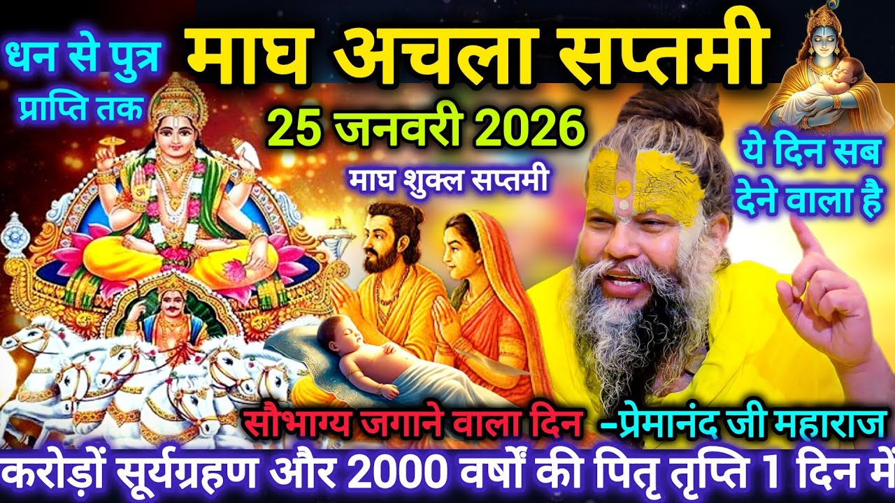 माघ अचला सप्तमी 25 जनवरी 2026 | 1 दिन में 2000 वर्ष की पितृ तृप्ति | प्रेमानंद जी महाराज 